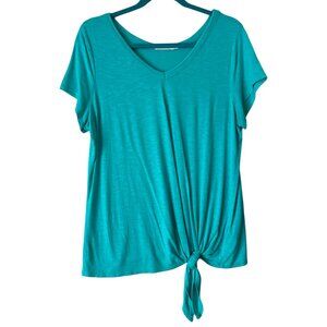 Ricki's Women's Side Tie V-Neck Bright Aqua Short Sleeve Tee Size Large